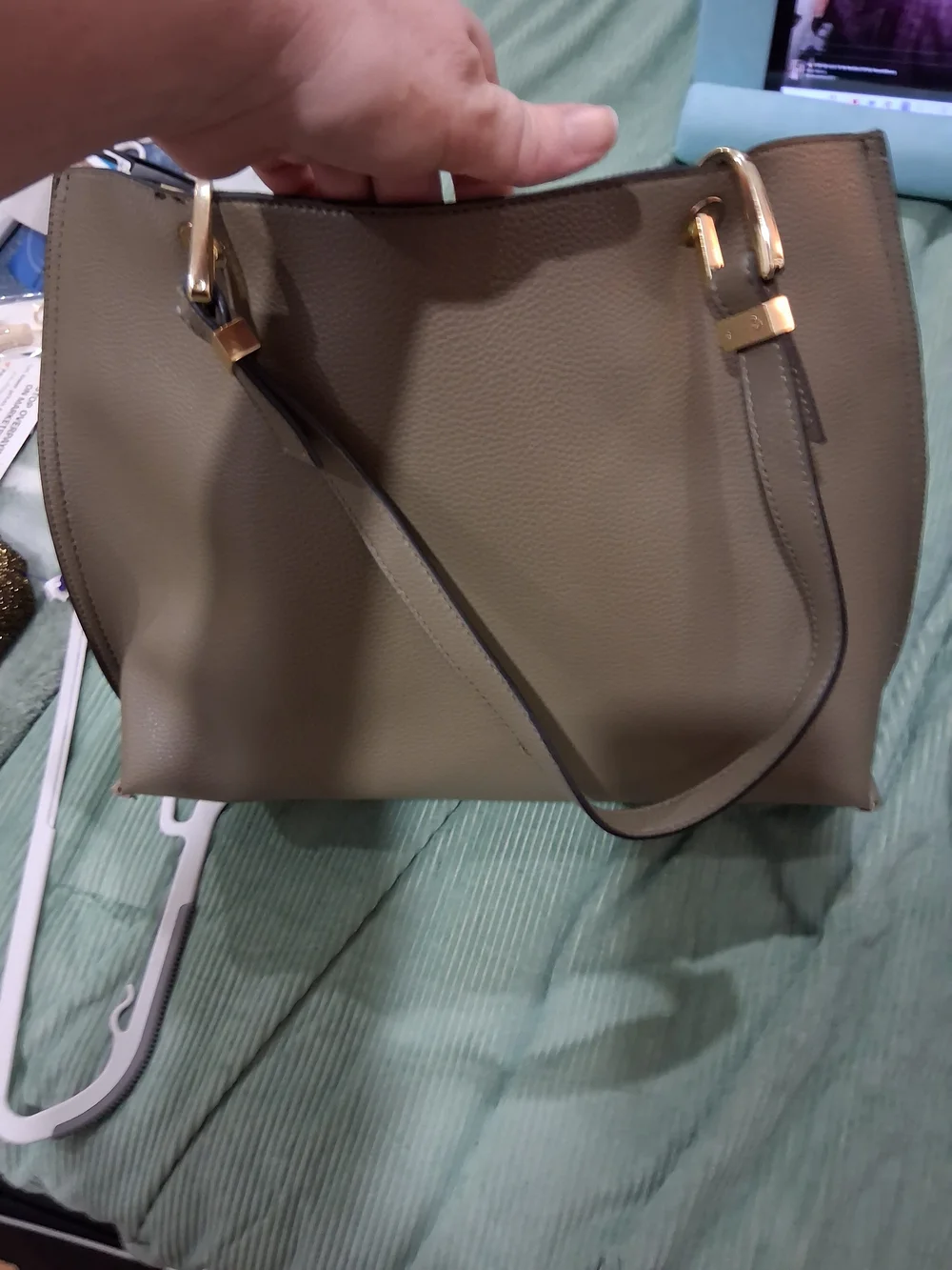 Steve Madden Taupe Tote with Gold Hardware